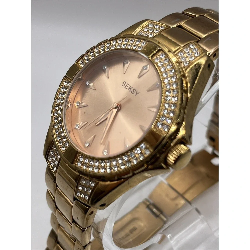 Sekonda Seksy‎ Women's Quartz Watch Rose Gold Rhinestone Bezel- New Battery